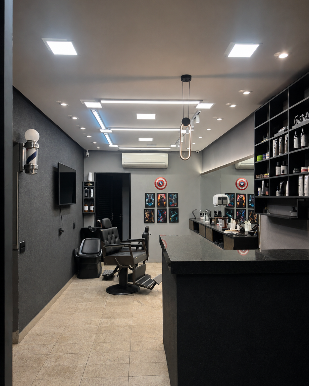 Instalação elétrica e iluminação em barbearia